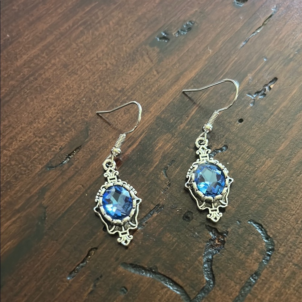 Elegant Blue Gemstone Earrings